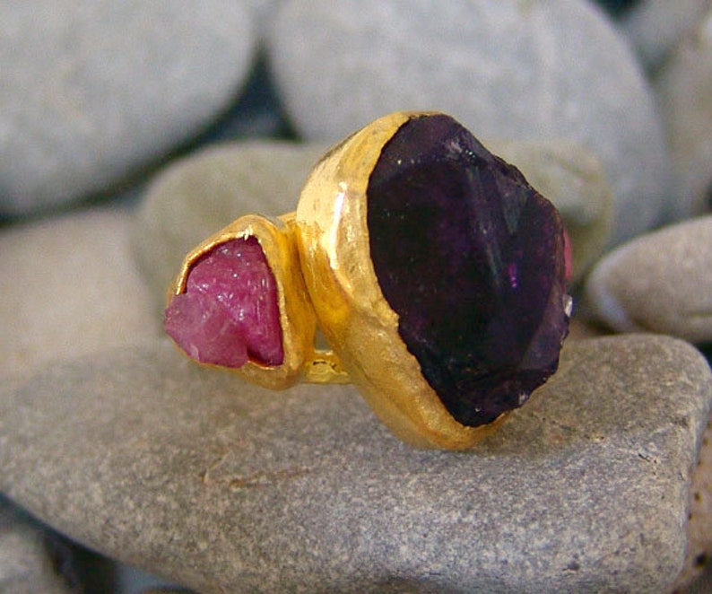 Raw Amethyst Ring Sterling Silver Ruby Ring Adjustable Ring Womens Jewellery Amethyst Jewellery Minimalist Ring Modern Style