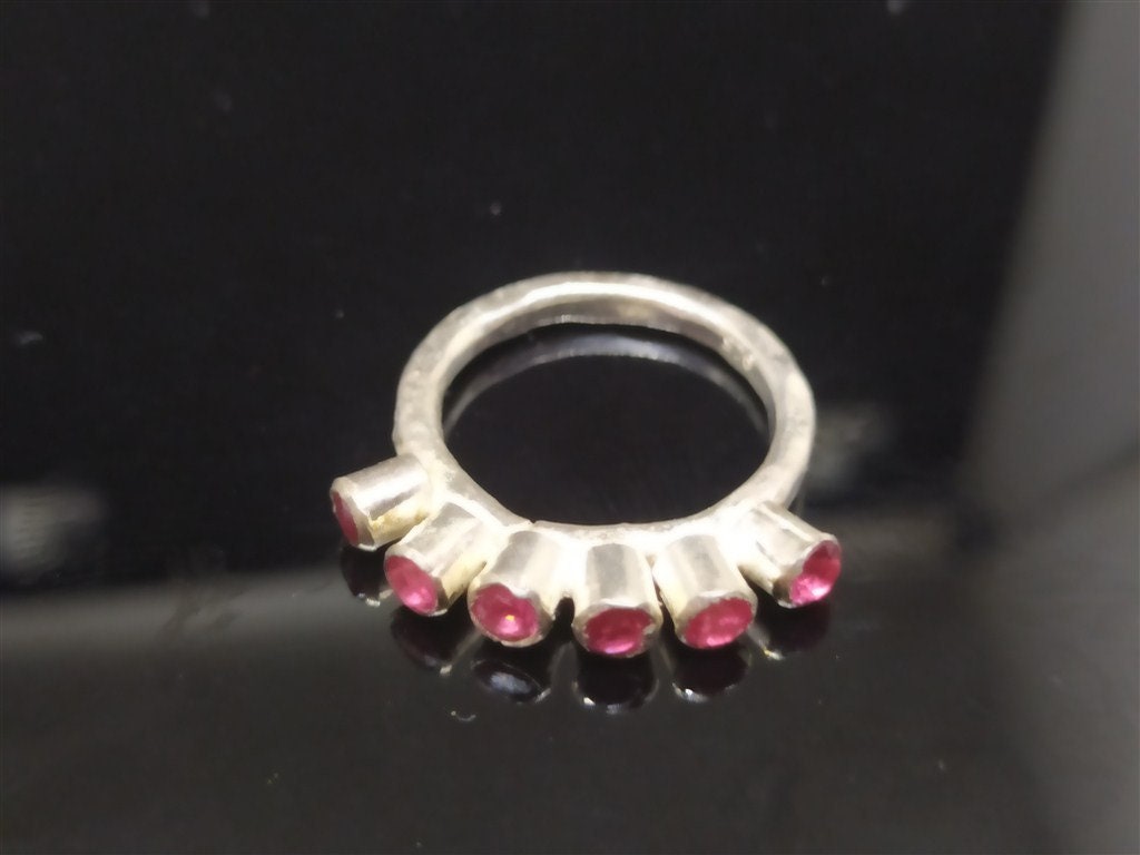 Ruby Ring Solid Silver 925K Sterling Silver Minimalist Ring | Etsy
