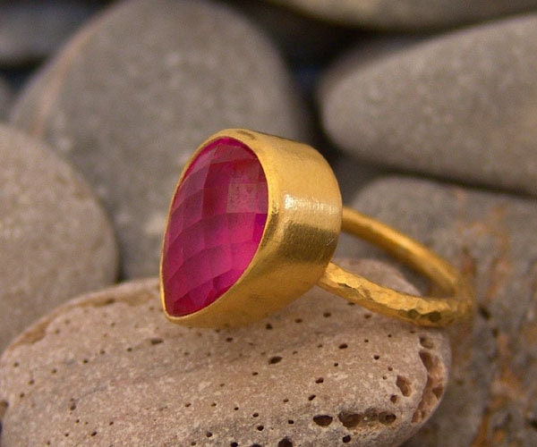 Ruby Ring Solid Silver 925K Sterling Silver Minimalist Ring Mothers Day ...