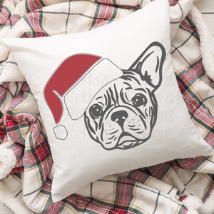 Santa Frenchie mit oder ohne Lichter Bulldogge SVG PDF- Png - Pdf- Dxf - INSTANT Digital Download - Cricut - Silhouette - Schnittdatei oder druckbar