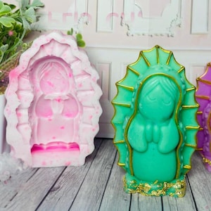 Silicone Mold Virgin Cartoon 3D Resin Candle Craft Virgen Maria Guadalupe Silicone Mold Mini Religious