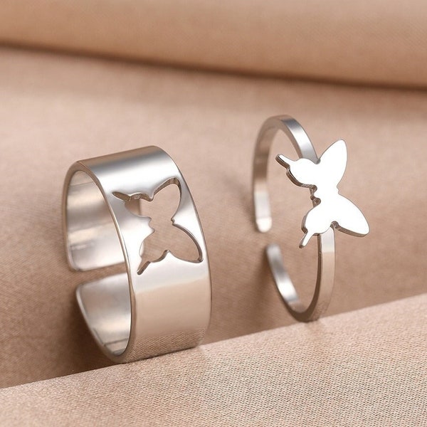 Butterfly Rings for Women Matching Rings for Couples Rings Silver Butterfly Ring Gold Dainty Trendy Rings Butterfly Jewelry