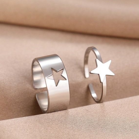 AOVEAO Sun and Moon Couple Rings 2pc 925 Sterling Sliver India | Ubuy