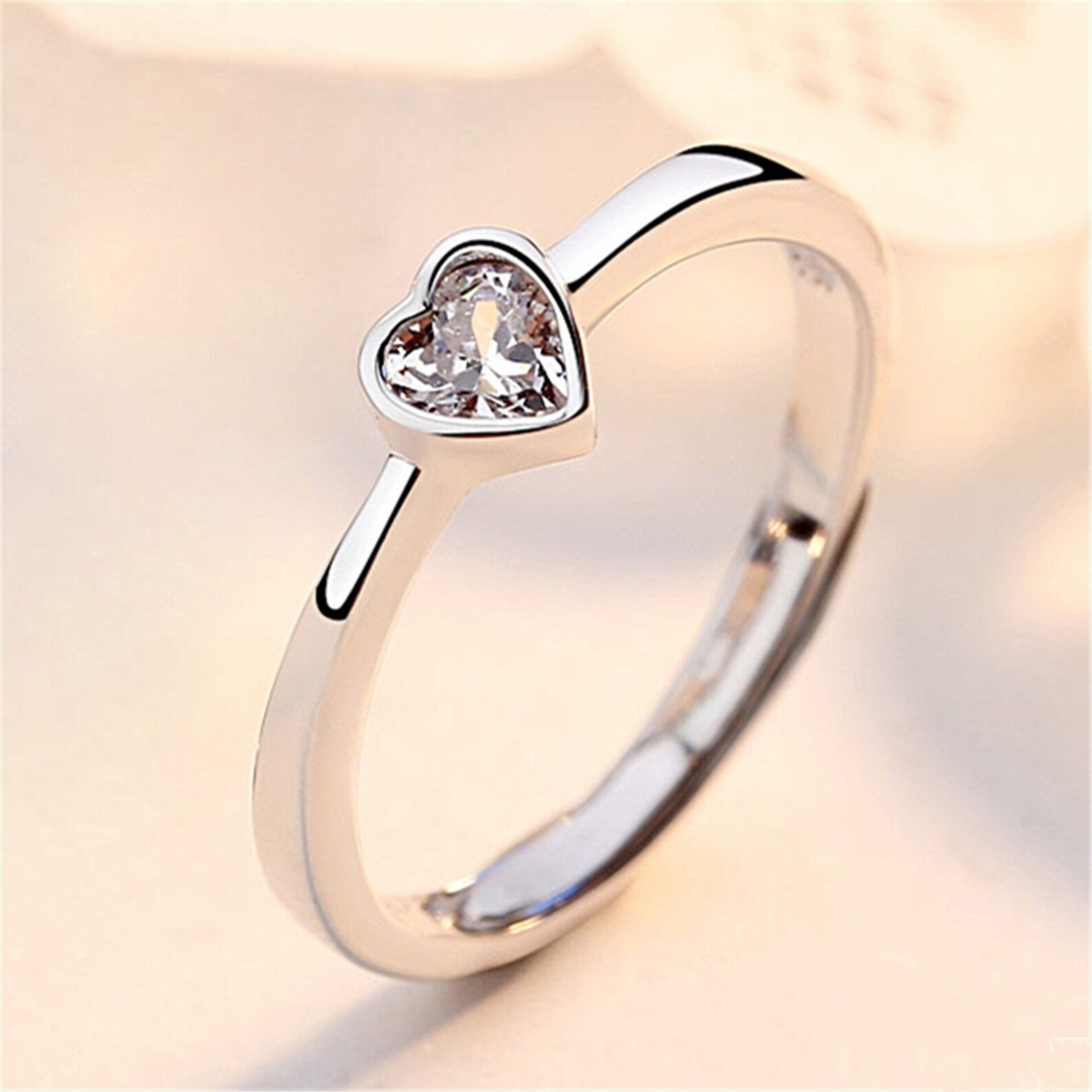 2PCS/ Set Couple Heart Rings for Women Men Promise Ring for - Etsy