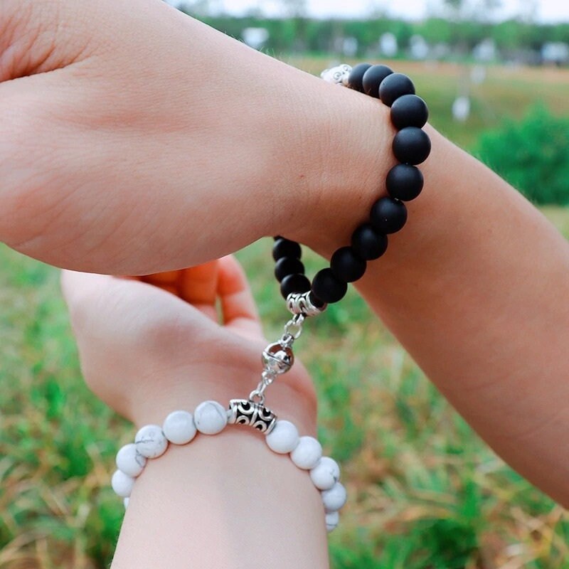 Couple Bracelets Natural Stones Adjustable Magnetic Clasp Bracelet