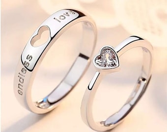 Yearace Rings for Couple 925 Sterling Silver Couples Rings for Him and Her Set Matching Heart Promise Rings Engagement Wedding Ring Matching