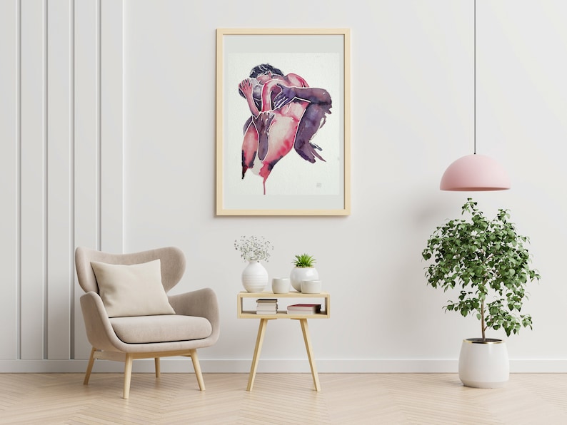 Erotic Nude Sexy Couple Watercolor Wall Art Sensual Poster - Etsy