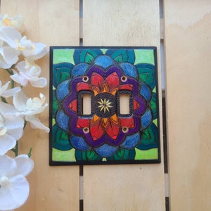 Bohemian Mandala Lightswitch Cover Plate Oversized, Rainbow Custom Switch Plate, Light Switch Cover,  Decorative Lightswitch Plate