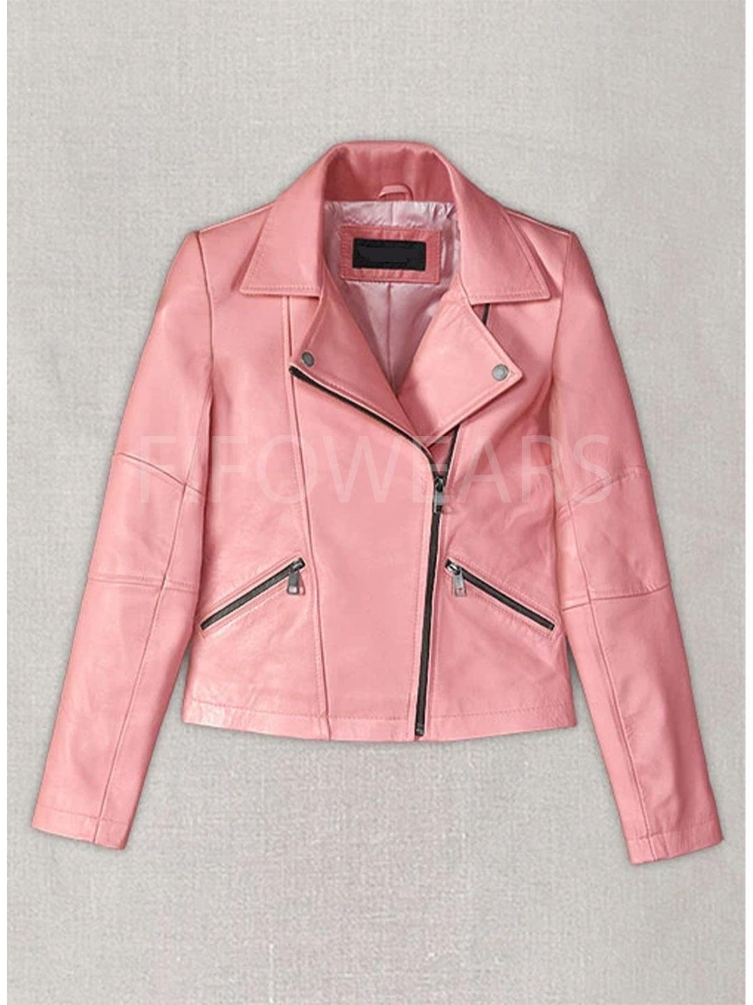 Cropped Blush Allure: the Women's Classic Pink Leather Moto
