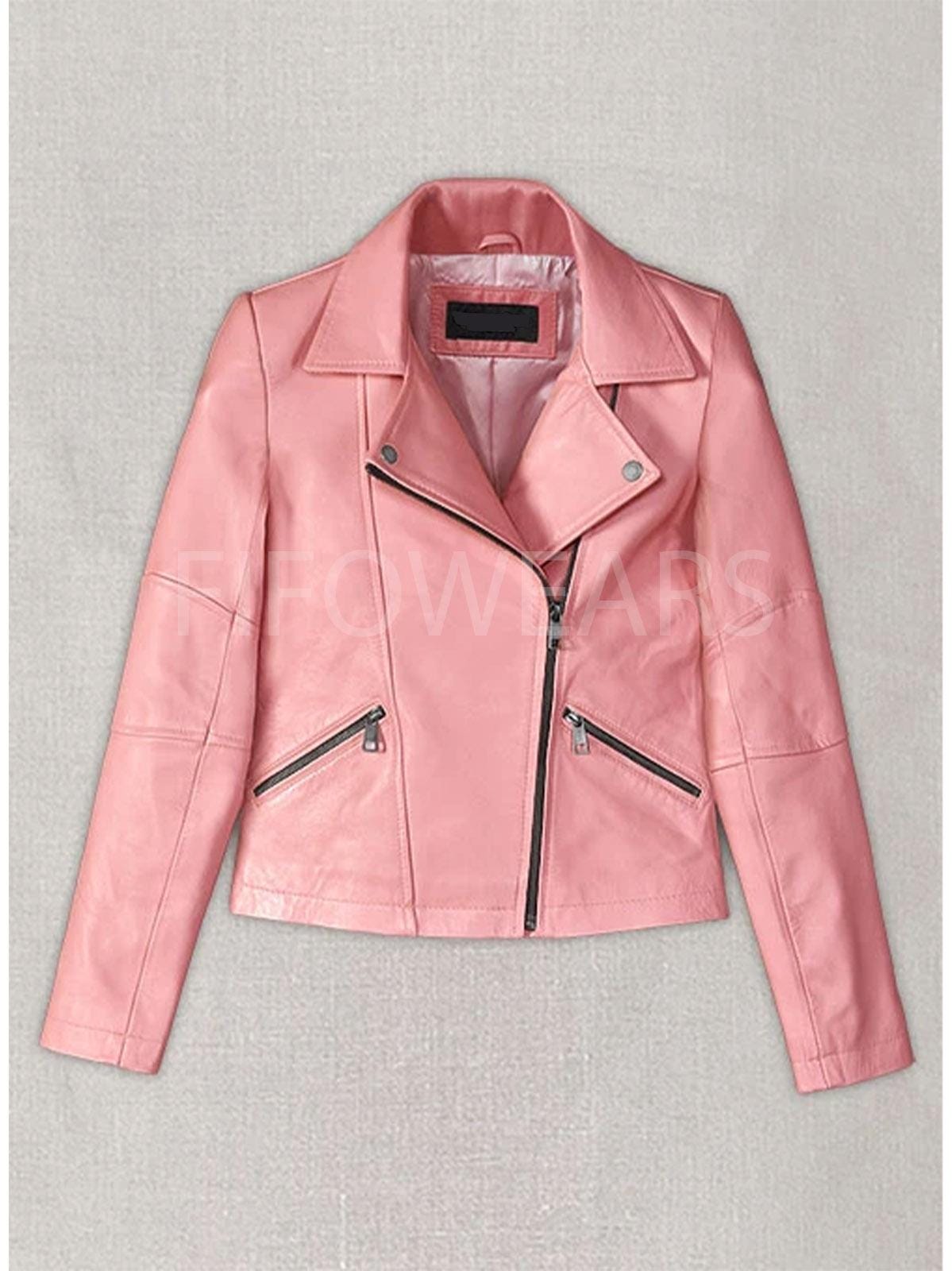 Cropped Blush Allure: the Women's Classic Pink Leather Moto