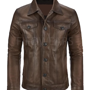Blouson camionneur marron vintage style camionneur raffiné Rebel Une veste en cuir qui résiste à l'épreuve du temps