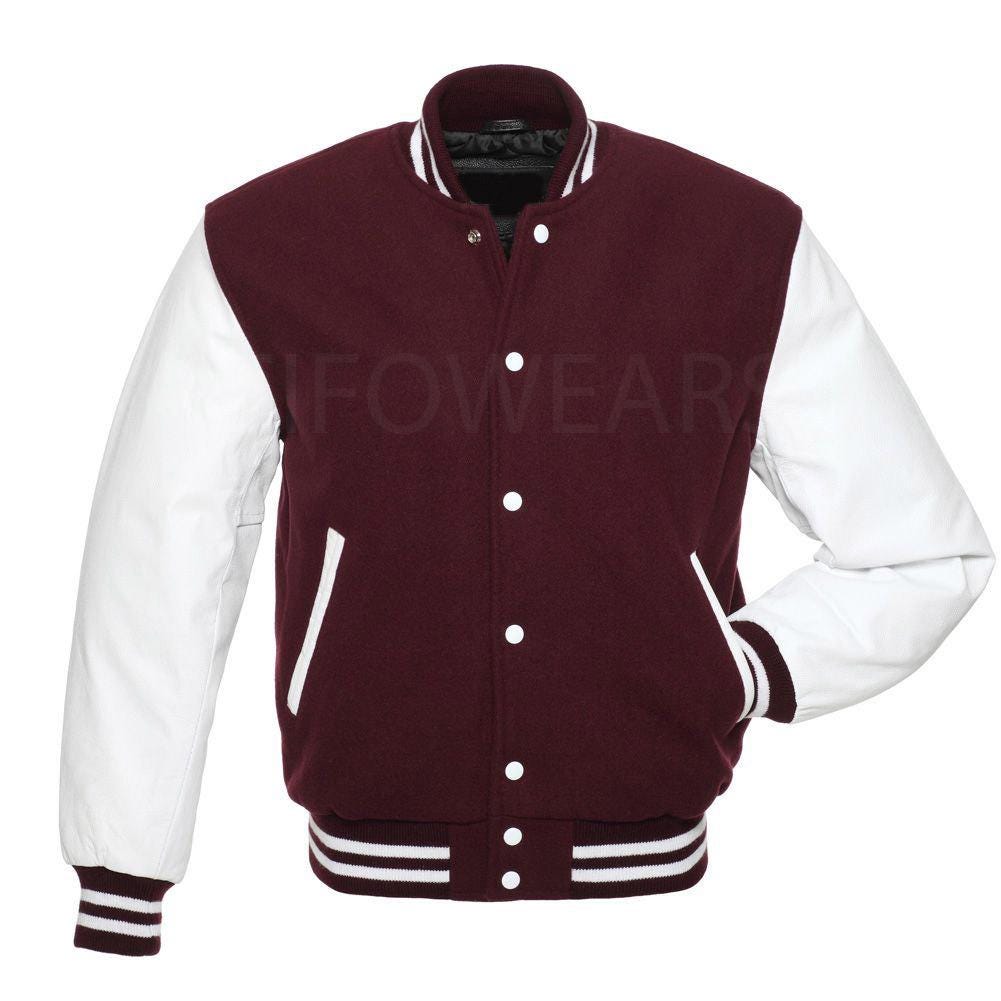 Casual Unisex Letterman Jacket With Contrasting Sleeves