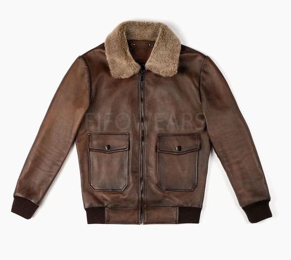 ジャケット・アウター vintage sheepskin leather jacket A-2 L Classic Aviator: Timeless Sheepskin Leather Jacket With