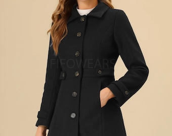 Solider Winter Einreiher langer, warmer, eingenähter Pea Coat