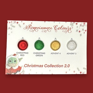 Weihnachtskollektion 2.0 Punkt Karte Chrom Vegan Metallic Handgemacht Aquarell Rot Grün Gold Weiß