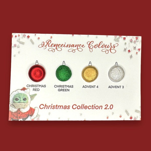 Christmas Collection 2.0 dot card chrome vegan metallic handmade watercolor red green gold white