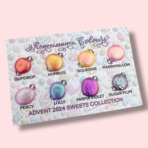 Sweets Collection Dot-Karte Advent 2024 color shift vegan handgemacht Aquarellfarbe metallisch schimmernd