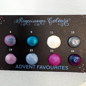 Advent Favourites vegan handmade watercolor dot card colorshift holo chrome metallic