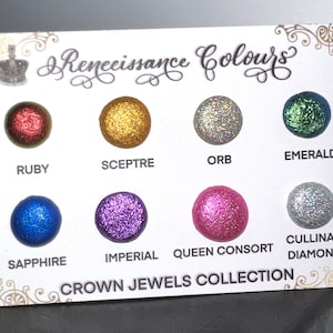 Crown Jewels dot card holographic colorshift chrome metallic vegan handmade watercolor calligraphy ink hand lettering