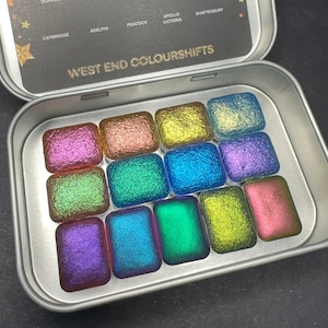 West End full collection quarter pans colorshift supershift vegan handmade watercolor tin calligraphy ink hand lettering