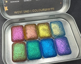 West End I colorshift quarter pans handmade watercolor tin calligraphy ink handlettering vegan