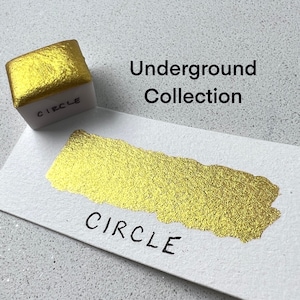 Kreis Metallic Gold Aquarellfarbe handgemachter veganer Schimmer Kalligraphietinte Handlettering halbe Pfanne Reneissance Colors