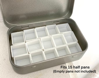 Empty medium watercolor tin fits up to 15 half pans