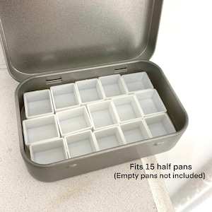 Lata de acuarela mediana vacía con capacidad para hasta 15 medias pastillas