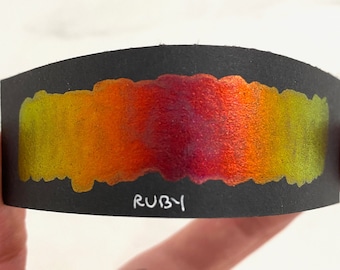 Ruby Crown Jewels colorshift vegan handmade watercolor red calligraphy ink hand lettering quarter pan or half pan