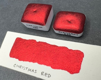 Christmas Red Christmas Collection red chrome vegan metallic handmade watercolor half pan or quarter pan hand lettering calligraphy