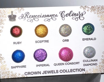 Crown Jewels dot card holographic colorshift chrome metallic vegan handmade watercolor calligraphy ink hand lettering
