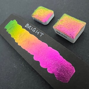 Bright intense sparkly colorshift vegan handmade watercolor pink Colourshift Countdown to Christmas supershift quarter pan or half pan