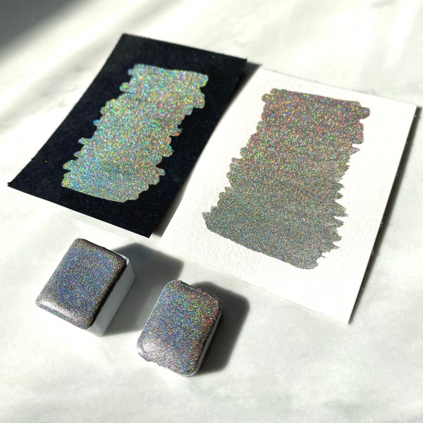 Carnaby Holo smooth holographic watercolor paint vegan handmade calligraphy ink hand lettering quarter pan half pan Reneeissance Colours