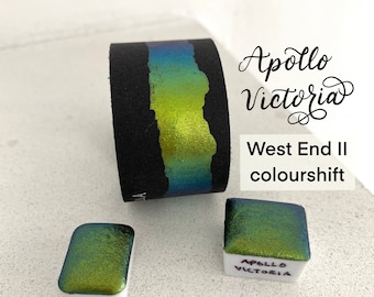 Apollo Victoria colorshift vegan handmade watercolor West End II calligraphy ink hand lettering quarter pan or half pan