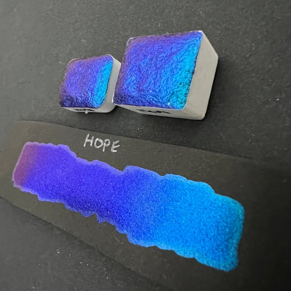 Hope intense sparkly colorshift vegan handmade watercolor blue Colourshift Countdown to Christmas supershift quarter pan or half pan