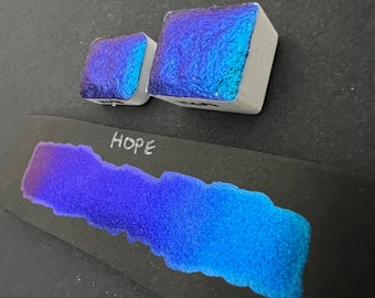 Hope intense sparkly colorshift vegan handmade watercolor blue Colourshift Countdown to Christmas supershift quarter pan or half pan