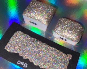 Orb Crown Jewels holographic metallic vegan handmade watercolor gold holo calligraphy ink hand lettering quarter pan or half pan