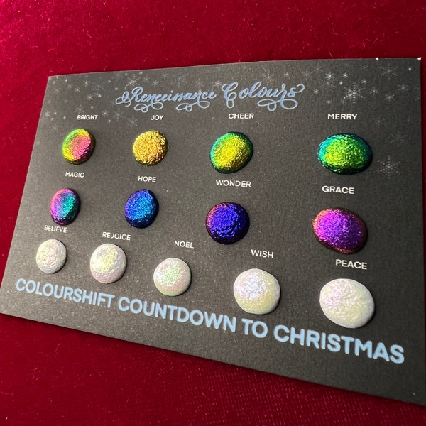 Colourshift Countdown to Christmas dot card 2022 advent calendar handmade vegan watercolor