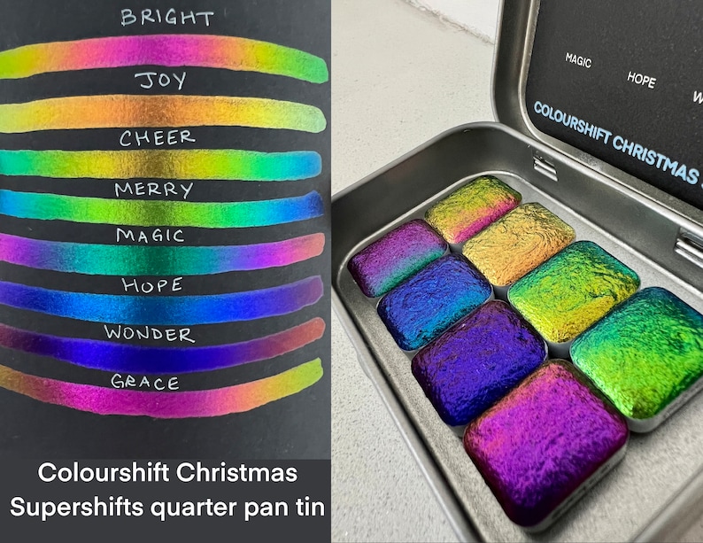 handmade colorshifting watercolor palette - so sparkly