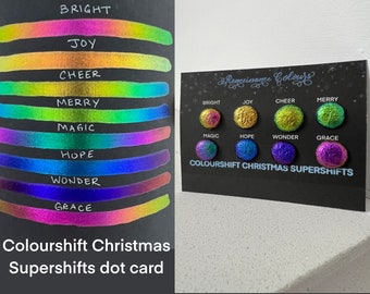 Carte de Noël Colorshift Supershifts, aquarelle végétalienne extra-scintillante faite main, compte à rebours Colorshift jusqu'à Noël 2022