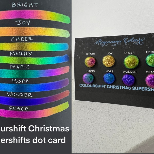Carte de Noël Colorshift Supershifts, aquarelle végétalienne extra-scintillante faite main, compte à rebours Colorshift jusqu'à Noël 2022