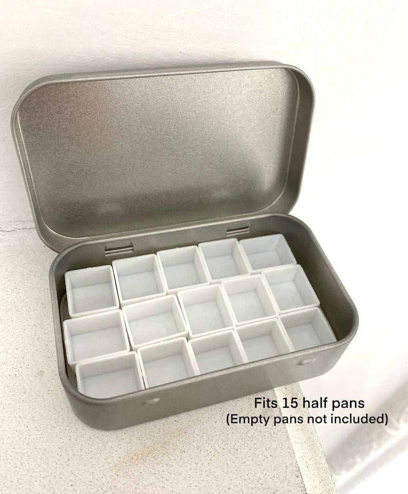 Empty medium watercolor tin fits up to 15 half pans image 1