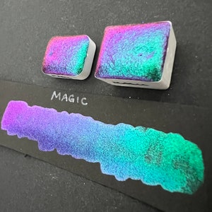 Magic intense sparkly colorshift vegan handmade watercolor green Colourshift Countdown to Christmas supershift quarter pan or half pan