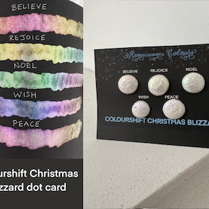 Colorshift Christmas Blizzard iriserende stipkaart handgemaakte veganistische aquarel Colorshift Countdown to Christmas 2022