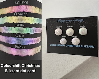 Colorshift Christmas Blizzard iridescent dot card handmade vegan watercolor Colourshift Countdown to Christmas 2022