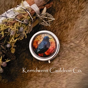 Raven Pill Box, Magick Stash Box, Wolf Pill Case, Crystal Box, Pill Tin, Tin Box, Wiccan, Pagan, Celtic, Viking, Snuff Box, Trinket Box