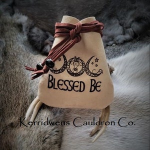 Triple Goddess Drawstring Pouch, Suede Leather, Celtic, Pagan, Wiccan, Witchcraft, Coin Pouch, Stash Bag, Leather Pouch, Triple Moon Bag