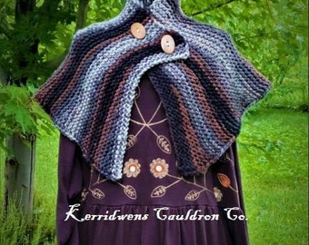 Hand Knitted Nålebound Capelet, Medieval Cape, Highlander Shawl, LARP, Cosplay