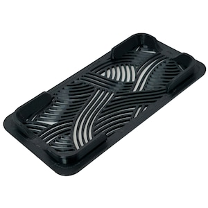 May include: Black phone case with a geometric pattern of curved lines.