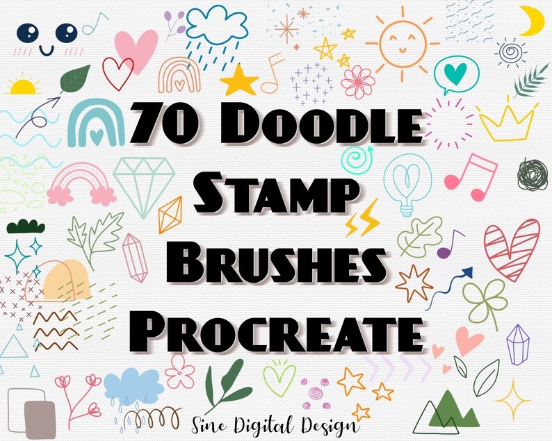 70 Doodle Stamp Brushes Procreate Stamp Pack Doodle Brush Etsy UK